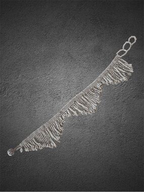 🌼VTG Handmade Fringed White Glass Seed Bead Anklet